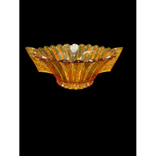 142 - Large amber coloured glass bowl