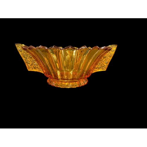 142 - Large amber coloured glass bowl