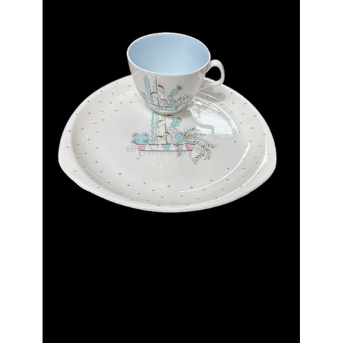 79 - Supper plate and cup, foley bone china, signed Maureen Tenned