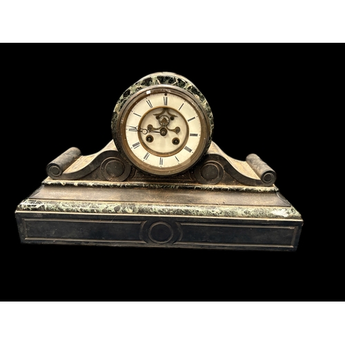 164 - Victorian slate mantle clock (missing pendulum and key)