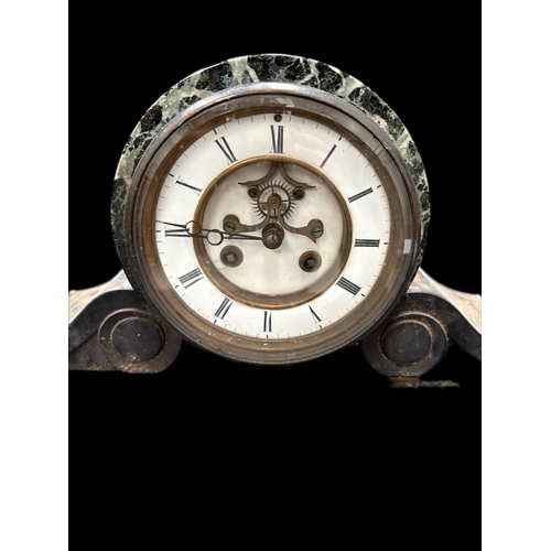 164 - Victorian slate mantle clock (missing pendulum and key)