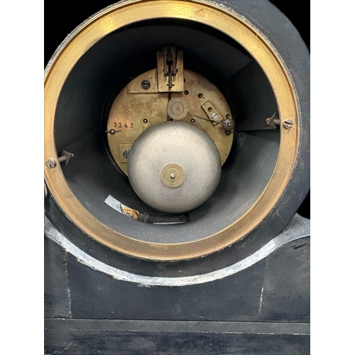 164 - Victorian slate mantle clock (missing pendulum and key)