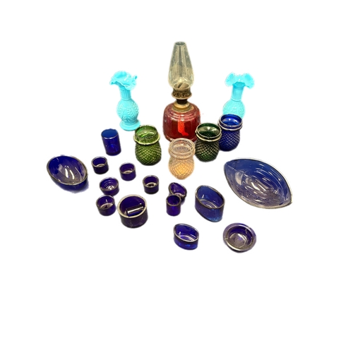 153 - Mixed lot of blue glass and other items