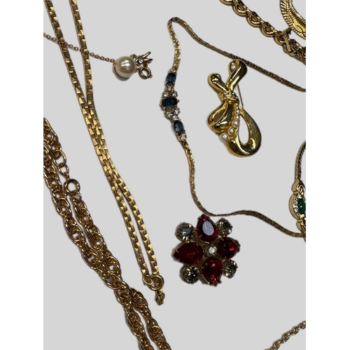 9 - Qty of gold coloured costume jewellery