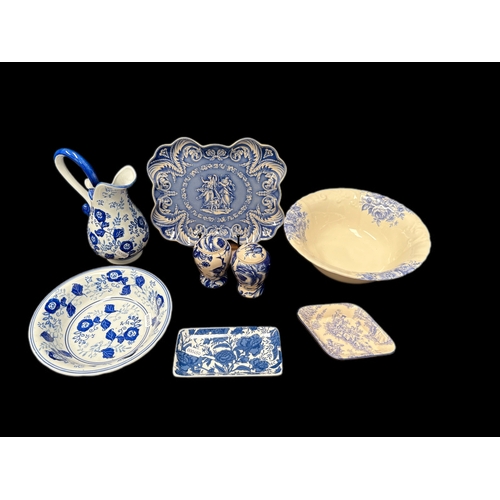 128 - Collection of blue and white China