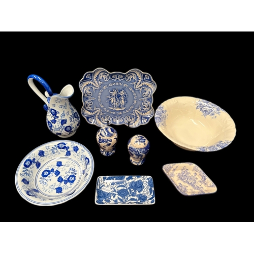 128 - Collection of blue and white China