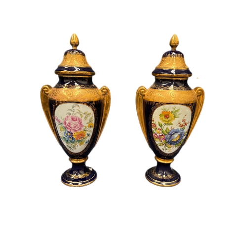 134 - Pair of large Limoges lidded urnsH52cm x W24cm