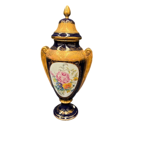 134 - Pair of large Limoges lidded urnsH52cm x W24cm