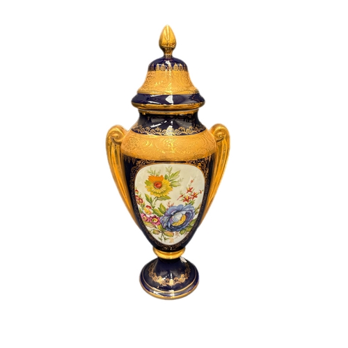 134 - Pair of large Limoges lidded urnsH52cm x W24cm