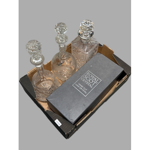 154 - 4 cut glass decanters, Royal Scot boxed