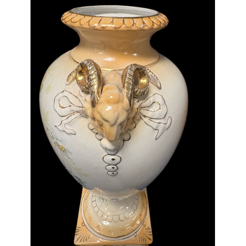 123 - Victorian China urn / vase on plinth 50cm H