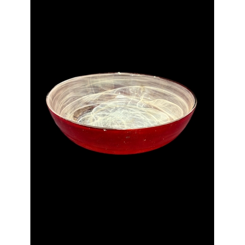 167 - Large studio glass red swirl bowl Dia 31cm