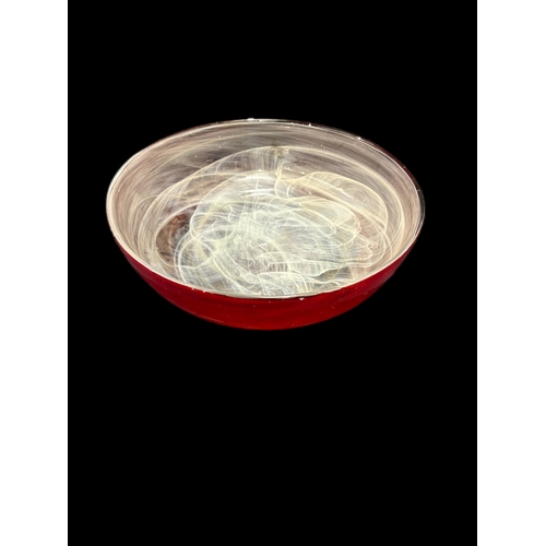 167 - Large studio glass red swirl bowl Dia 31cm