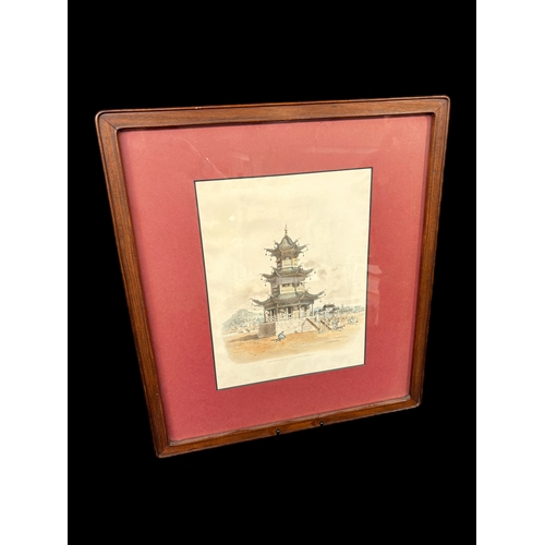215 - Hand coloured engraving titled Pagoda or Temple by British Artist William Alexander