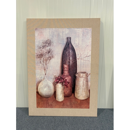 231 - 2 large modern canvas still life picturesEach measures 79cm W x 109.5cm H