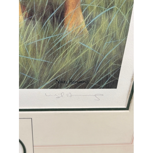 234 - Framed print of 2 retriever dogs &lsquo; Silver & Gold &lsquo; by Nigel Hemming 53/200