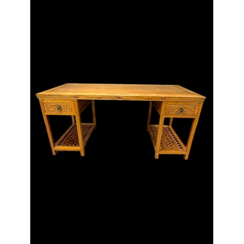 488 - Chinese pedestal desk possibly Elm