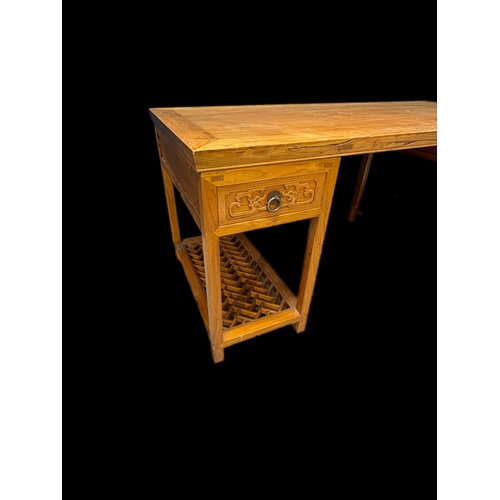 488 - Chinese pedestal desk possibly Elm
