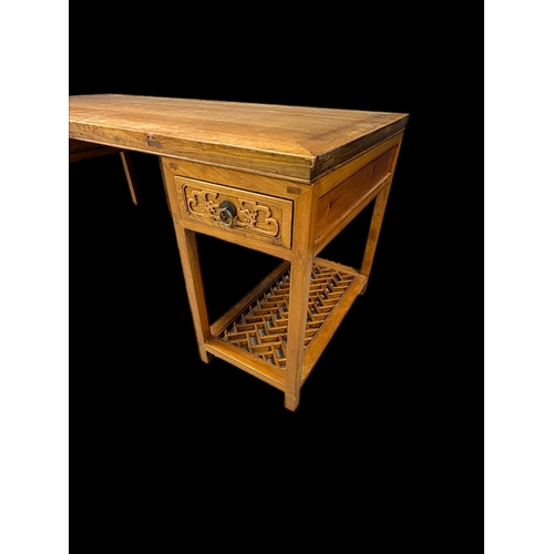 488 - Chinese pedestal desk possibly Elm
