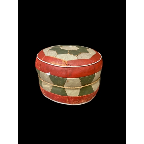 494 - Vintage leather Sherbourne pouffe43cm Dia x 30cm H