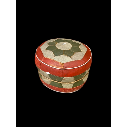 494 - Vintage leather Sherbourne pouffe43cm Dia x 30cm H