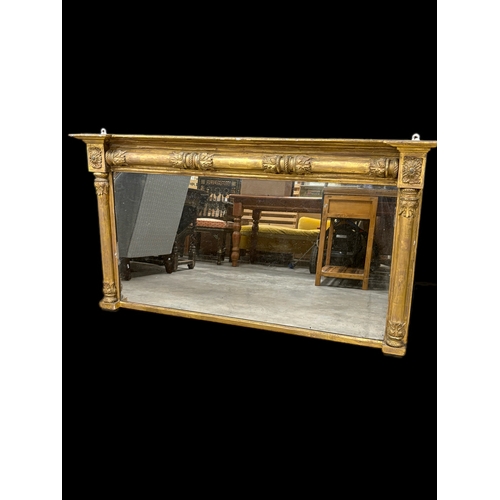 284 - Large antique gilt wooden over mantle mirror152cm W x 82cm H