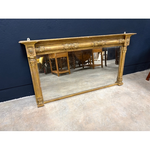 284 - Large antique gilt wooden over mantle mirror152cm W x 82cm H