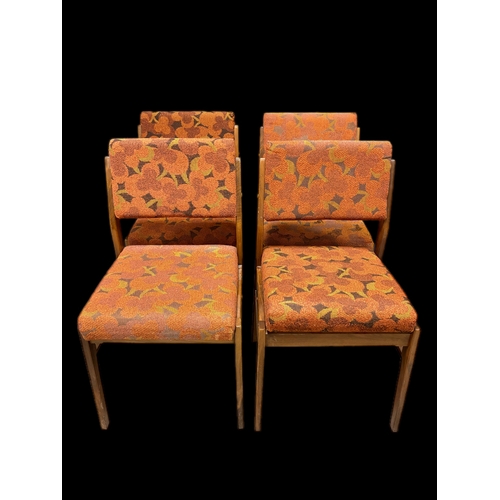 501 - 4 Mid century Teak upholstered dining chairs