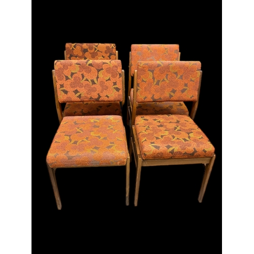501 - 4 Mid century Teak upholstered dining chairs