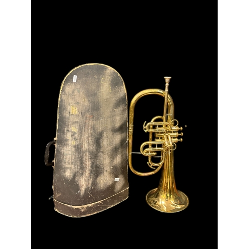 184 - Lafleur brass flugelhorn horn and case