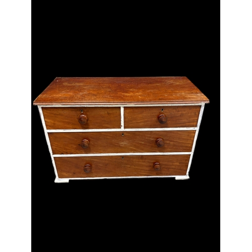511 - Antique mahogany part painted chest of drawers112cm W x 54.5cm D (inc handles) x 71.5cm H