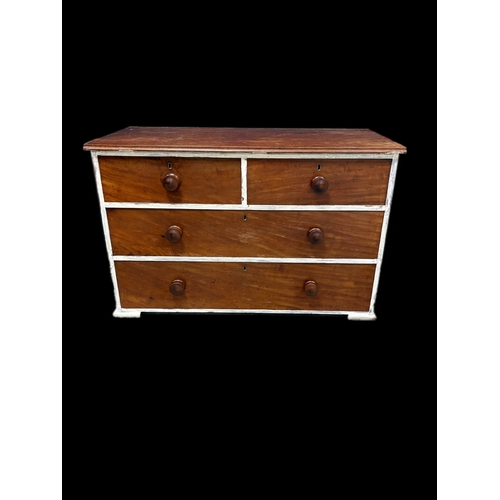 511 - Antique mahogany part painted chest of drawers112cm W x 54.5cm D (inc handles) x 71.5cm H