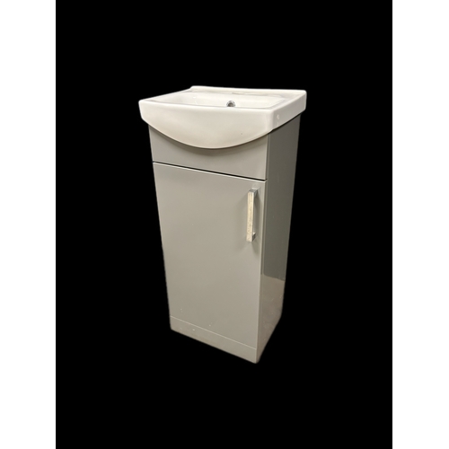 512 - New unused cloak room vanity sink and cupboardGrey
