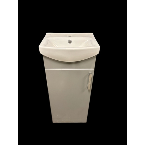 512 - New unused cloak room vanity sink and cupboardGrey
