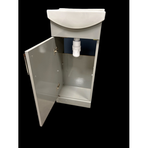 512 - New unused cloak room vanity sink and cupboardGrey