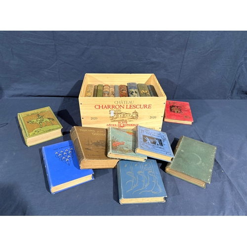 208 - Wooden wine crate containing vintage books