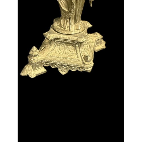 366 - 2 pewter candle sticksfoot missing