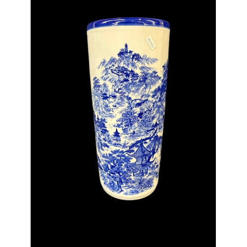 154 - Blue and white ceramic stick stand 44cm H
