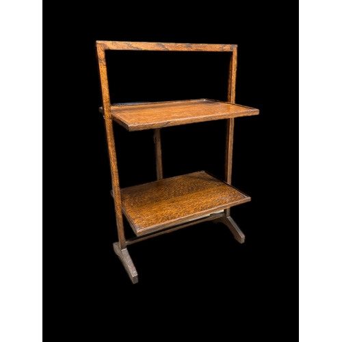 527 - Vintage oak folding cake stand 67cm H