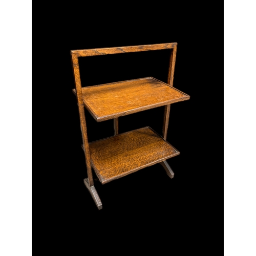 527 - Vintage oak folding cake stand 67cm H