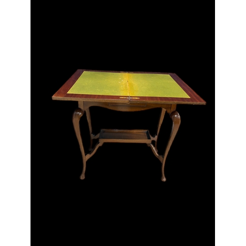 528 - Antique fold over card table66cm x 42cm closed 78cm x 64.5cm open x 69cm H