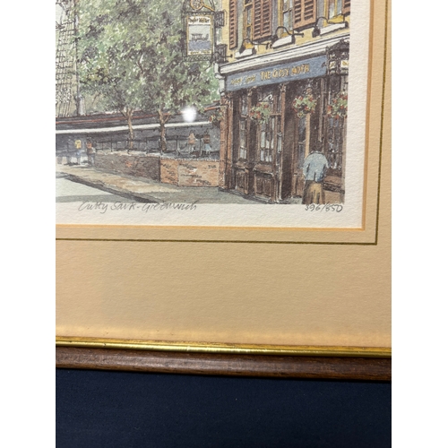 272 - Framed limited edition 396/850 print Cuttysark - Greenwich by Phillip Martin18.5cm x 15cm