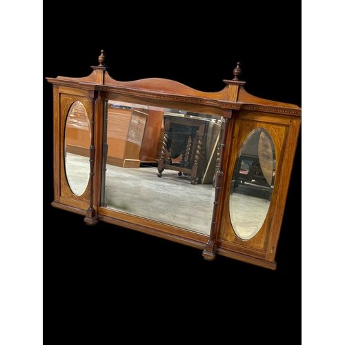 292 - Mahogany bevel edged over mantle mirror 115cm x 10.5cm x 79cm