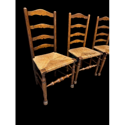 538 - 6 antique ladder back rush seated chairs A/F