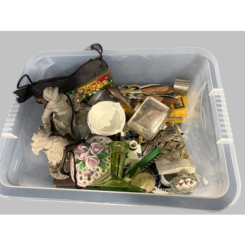 128 - Box of misc china and metalware