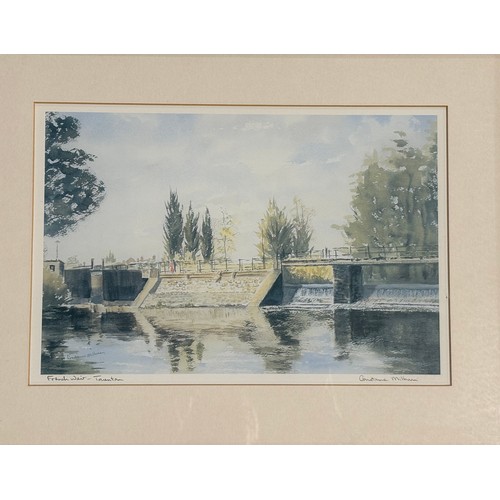 213 - 3 framed prints of Taunton, French Weir, Town Bridge and Bath Place, all signed Constance Milburn