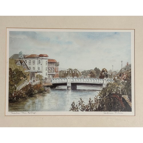 213 - 3 framed prints of Taunton, French Weir, Town Bridge and Bath Place, all signed Constance Milburn