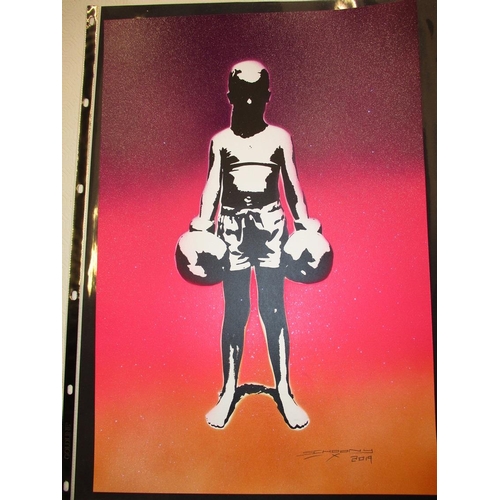 376 - A 1 of 1, Hand finished street art screen print, 'Bruiser by Schoony