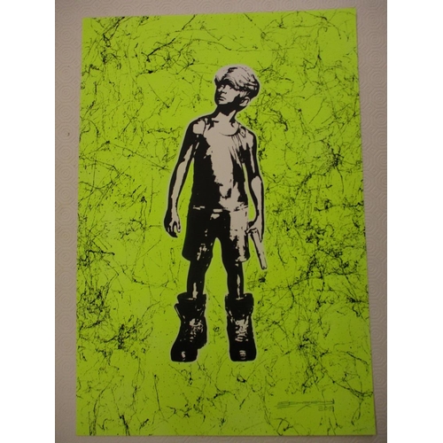 377 - A 1 of 1, Hand finished street art screen print, 'Boots by Schoony