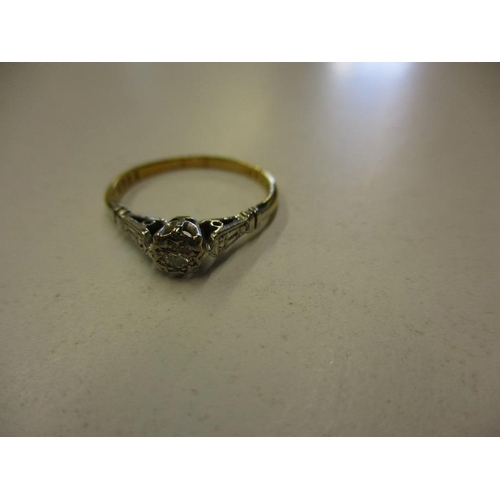 48 - A vintage 18ct yellow gold and platinum solitaire diamond ring, approx. ring size N